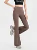 Calças Boca de Sino para Yoga Cintura Alta Levanta Bumbum Perna Larga Modelagem Favorecedora para Baixinhas Emagrecedoras Boca de Sino Calças para Pilates Yoga Fitness