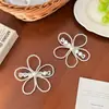 Presilha de Cabelo Nova Estilo Coreano Dongdaemun com Coração de Strass, Flor de Pérola para Mulheres, Exquisita Presilha Bico de Pato, Doce Acessório de Cabelo Lateral