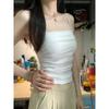 Camisola blanca plisada pura para mujer, ropa interior de verano con almohadilla para el pecho, prenda exterior Sweet Spice Girl, blusa sin mangas que adelgaza la espalda hermosa