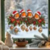 Guirnalda de Petirrojo Navideño Pegatinas Estáticas para Ventana Sin Pegamento Sin Daño al Vidrio Decoración de Ambiente Festivo para Ventana de Sala de Estar