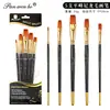 Pan Wubo Conjunto de Pincéis para Pintura Artística em Aquarela, Guache e Óleo, 5 Pincéis de Cabelo de Nylon, Caneta de Pigmento, Atacado