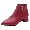 Botines para Mujer 2026 Otoño Nuevos Botines de PU Mate de Tacón Medio Color Botas Martin Tacón Grueso Punta Fina Botas para Mujer Venta al por Mayor