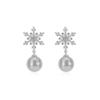 Inverno floco de neve zircão brincos de pérolas Mulher Luz de luxo high-end design elegante elegante todos os brincos de correspondência brincos elegantes