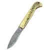 Cuchillo de acero de Damasco con cabeza de cobre tallada, cuchillo de acero con patrón, mango de latón, cuchillo con llave, mini cuchillo, cuchillo para fruta, cuchillo pelador
