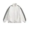 Moletom Cardigan de Três Listras em Cores Contrastantes Marca Tendência Masculina Solto Casual Jaqueta Gola Alta Top Esportivo Pesado para Casal