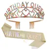 Reina del Cumpleaños Europea y Americana ama Corona de Cumpleaños cinta colorida correa para el hombro juego de suministros para fiestas