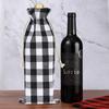 Bolsa de lino con cordón para vino tinto al por mayor Bolsa de vino a cuadros navideños en stock cordón cordón bolsa de lino para vino tinto