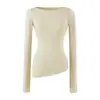 Camiseta de cuello barco ajustada irregular Falda midi ajustada al cuerpo Conjunto de Lyocell para mujer Capa base de primavera y otoño Falda midi