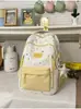 Nova Mochila Color Block para Estudante do Ensino Médio Alta Aparência Grande Capacidade Fresca Doce Acadêmica Casual Bolsa de Ombro Duplo
