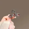 Presilha de Cabelo Exquisita de Cristal em Forma de Coração Coreana de Alta Qualidade para Mulheres, Tamanho Pequeno para Franja, Presilha Superior para a Parte de Trás da Cabeça, Grampo para Penteado Semi-Preso