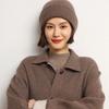 Chapéu Feminino de Cashmere Macio e Ceroso de Cor Sólida Tricotado para Uso Externo Quente com Ponto Yuan Duas Voltas Casual Novo Versátil