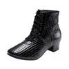 Nuevos zapatos de baile cuadrado, zapatos de baile latino, zapatos de baile de cuero suave para mujer, botas de baile de marinero de tacón medio y suela blanda, botas de baile de jazz