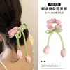Cinta de tulipán estilo coreano para el pelo, aro para el pelo de intestino grueso, banda de goma para el pelo de alta gama para mujer, elegante tocado con flores y cola de caballo.