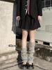 Calcetines de punto de color sólido cálidos de otoño e invierno, calcetines de largo medio hasta la pantorrilla estilo y2g Harajuku, calcetines de felpa estilo universitario japonés para mujer