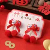 Pasador Infantil de Año Nuevo Pasador Rojo Cereza con Lazo Bola de Pelo Borla Pinza de Princesa Lindos Accesorios para el Cabello de Niña Pequeña