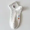 Meias Curas de Bolinhas para Mulheres, Estilo Fino de Verão, Bordado de Animal Cartoon, Listradas, Fofas, Versáteis, Meias de Cano Médio para Meninas