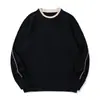 Suéter de duas peças estilo retrô japonês Rumeng com blocos de cor e gola redonda para homens, outono, caimento solto, tendência casual, top de malha para usar por baixo