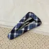 Grampo de Cabelo de Tecido Azul Xadrez Estilo Coreano, Moderno e Simples, Presilha Versátil para a Parte de Trás da Cabeça, Presilha para Franja, Mini Presilha Lateral