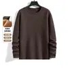 Roupa Térmica Masculina de Gola Redonda, Dupla Face, para Outono e Inverno, Tecido Grosso com Forro de Lã, Camada de Base Versátil de Manga Longa, Cor Sólida
