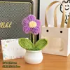 Presente de Aniversário Meninas Flor Plissada em Vaso Estação Decoração de Mesa Ornamentos Artesanais Lã Artificial Flor Artificial