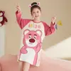 Camisola de algodão para meninas, primavera e outono, pijama infantil fino de manga comprida, novo estilo de roupas infantis para meninas, 2024