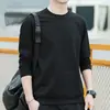 Suéter Casual Esportivo de Cor Sólida Masculino Adolescente Gola Redonda Versátil Estilo Coreano Suéter para Casais Top Básico Solto Manga Longa