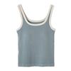 Baishuwang [Cella Asiática] Camisola Antibacterial de Alta Elasticidad Ropa Interior para Mujer con Almohadilla en el Pecho Top Delgado Dos en Uno