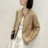 Blazer de Algodón y Lino en Stock para Mujer, Nuevo Top Delgado Holgado de Primavera y Otoño, Traje de Lino Artístico Estilo Chino con Cuello Alto