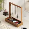Estante de almacenamiento de cepillos de madera maciza, gancho para colgar caligrafía, portalápices, estante de estilo chino, colgador de escritorio, estante de bolígrafos montado en escritorio