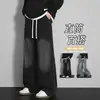 Jeans rectos personalizados/estilo americano con forro de polar para hombre, pantalones gruesos para otoño e invierno, pantalones de pierna ancha de marca de moda urbana unisex