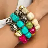 Moda Retrô Assimétrica Europeia e Americana Transfronteiriça Resina Ccb Prata Quebrada Turquesa Conjunto de Pulseiras com Contas Pulseira Maillard