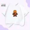 Camisetas de Moda de Verano para Niños con Cuello Redondo y Manga Corta, Tops Holgados para Niños de Mediana Edad y Mayores, Estilo Coreano de Dibujos Animados, Algodón Puro, Casual, Ropa Familiar