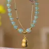 Pulseira de Amendoim Dupla Corrente Dupla Camada Empilhável Usar Imitação Ágata Vermelha Natural Pulseira para Menina Sensação Avançada Design de Nicho Pulseira Mexer