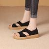 Sandalias de Cuero Suave de Punta Abierta Verano 2026, Cómodas y Elegantes, Zapatos Casuales Planos Antideslizantes Versátiles Retro con Punta Redonda y Suela de Plataforma