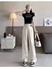 Calça Jeans Wide Leg de Cintura Alta para Mulheres, Estilo Fino, Novo Estilo Outono 2025, Solta e Slim, Calça Reta Off-White