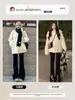 [Chanel] Calças pretas flare de outono para mulheres, cintura alta, modeladoras, para baixinhas, conjunto estilo coreano, calças levemente flare para mulheres