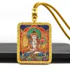 Pingente Tanka Dourado Meio Pintado à Mão, Oito Budas Guardiões, Pingente Tanka do Buda do Nascimento, Colar Tanka Portátil Atacado