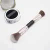 Brocha Doble Grande Europea y Americana para Base, Brocha para Rubor, Herramienta de Belleza de Pelo de Fibra, Brocha para Polvos Sueltos, Brocha para Contorno, Brocha de Maquillaje