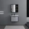Gabinete de Baño Montado en Pared Aleación de Aluminio Cerámica Cuenca Integrada Cajón Puerta Abierta Espejo Simple Gabinete Lavabo Montado en Pared Almacenamiento