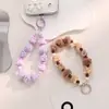 Nova Corrente de Celular com Contas em Cubo de Queijo Criativa Pingente de Bolsa com Bola de Pelo Chaveiro de Contas Pintado à Mão Acessórios Atacado