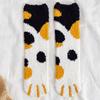 Calcetines de media pantorrilla para mujer de forro polar coral con garras de gato, calcetines para dormir sin pelusa, calcetines de confinamiento para el piso, engrosados para otoño e invierno
