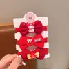 Horquilla Roja Infantil para Festival de Primavera, Pin de Tela Roja con Puntos Blancos Lindo para Niña con Lazo, Horquilla con Ambiente de Año Nuevo