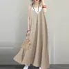 Vestido Casual Suelto Color Sólido 2020 Cuello en V Espalda Descubierta Sexy Largo Sin Mangas Vestido de Fiesta para Mujer