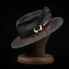 Sombrero de lana vintage desgastado cinta sombrero de fieltro