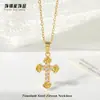 Collar de Acero de Titanio con Cruz de Zirconia para Mujer, Acero Inoxidable que No se Desvanece Accesorio de Playa, Cadena para Clavícula de Lujo Ligero de Nicho