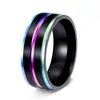 Anillo de Acero de Titanio Negro y Colorido de Moda Europea y Americana Más Vendido de Amazon Joyería de Acero Inoxidable Mate Joyería de Mano al por Mayor