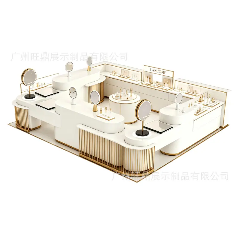 化妆品展示柜烤漆柜整店设计展示柜医美美妆展台店铺配柜台木柜台