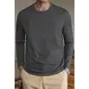 Camiseta masculina de manga comprida em algodão modal antibacteriano grau 10A, nova coleção outono 2026, camiseta branca leve
