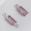 Acero Inoxidable 304 Vidrio de Colores Colgante Rectangular Accesorios para Joyería Hecha a Mano DIY Accesorios para Collares Pulseras