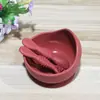 Bol de silicona para bebé transfronterizo de tres piezas con ventosa para bebé vajilla de silicona para niños bol complementario cuchara de silicona pegajoso